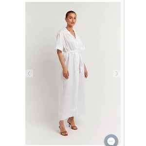 White Linen Midi Dress